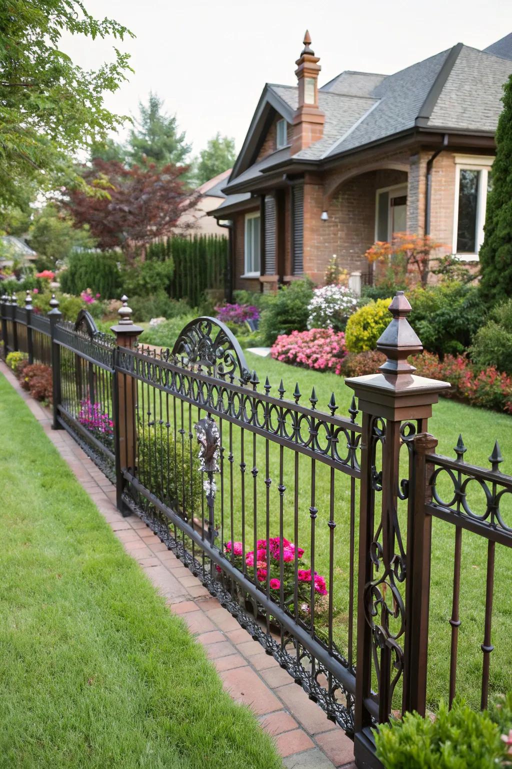 A metallic barrier with mixed finishes adding depth and character.