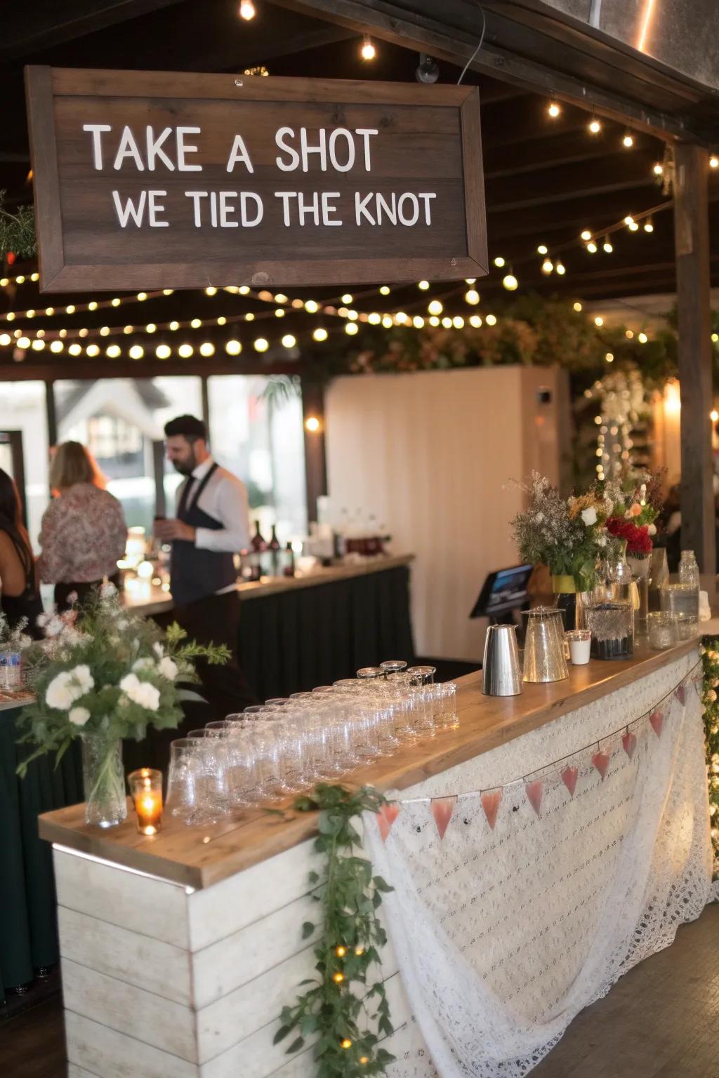 Toast to love and laughter with this celebratory sign.