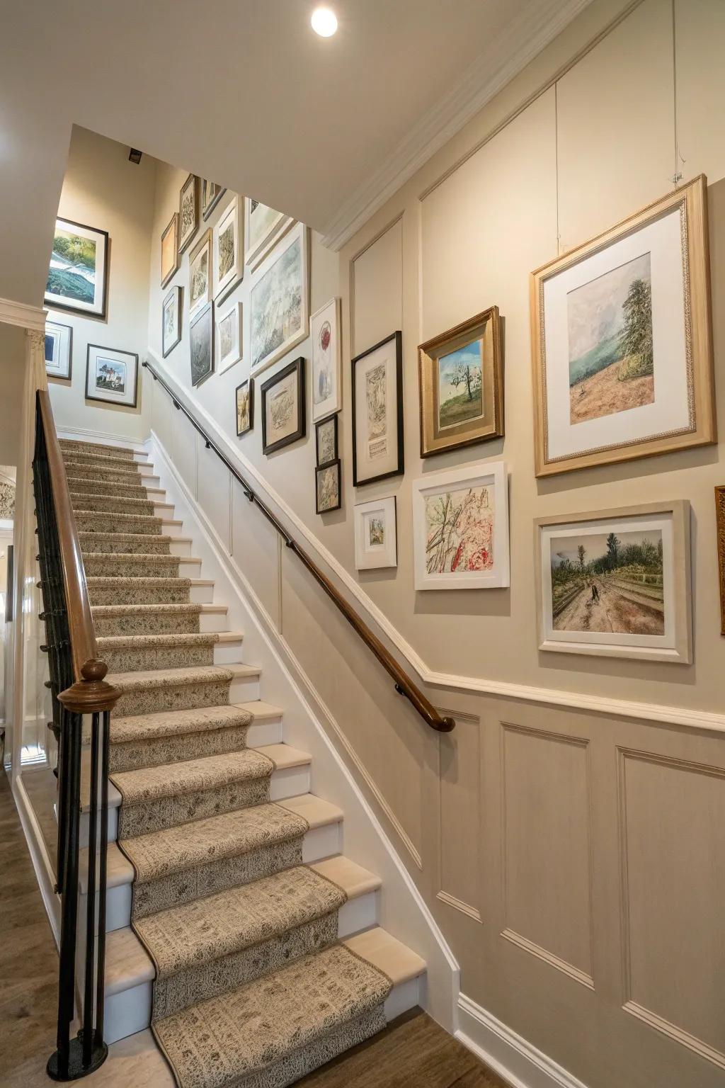 Neutral backgrounds enable the gallery pieces to command attention.