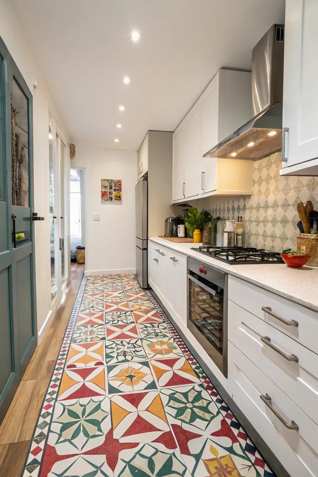 Using a bold design on your floors makes for a stunning focal point.