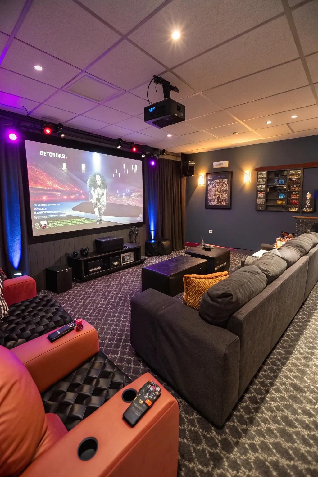 A projector delivers a theater-like gaming experience.