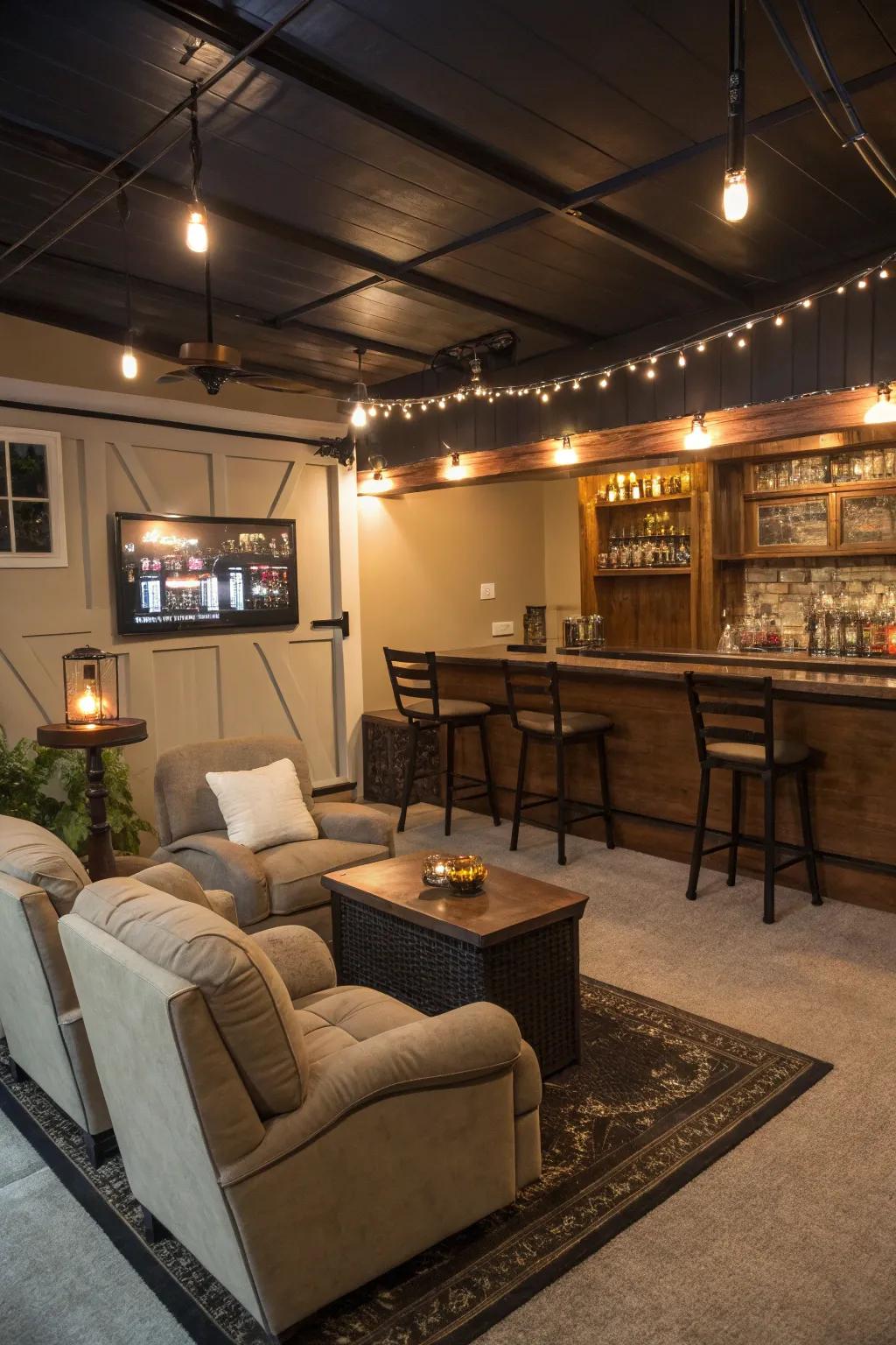 A fun spot to spend time in a garage.
