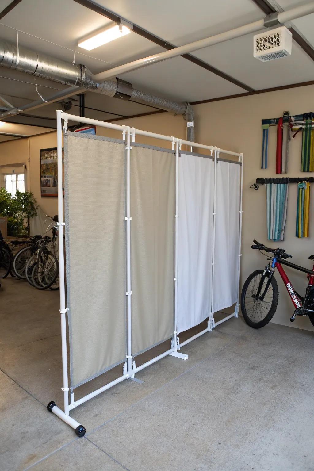 Polyvinyl pipe and textile panels present a versatile DIY solution.