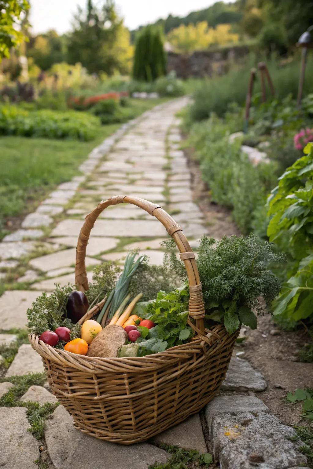 Collect your harvest in a charming basket.