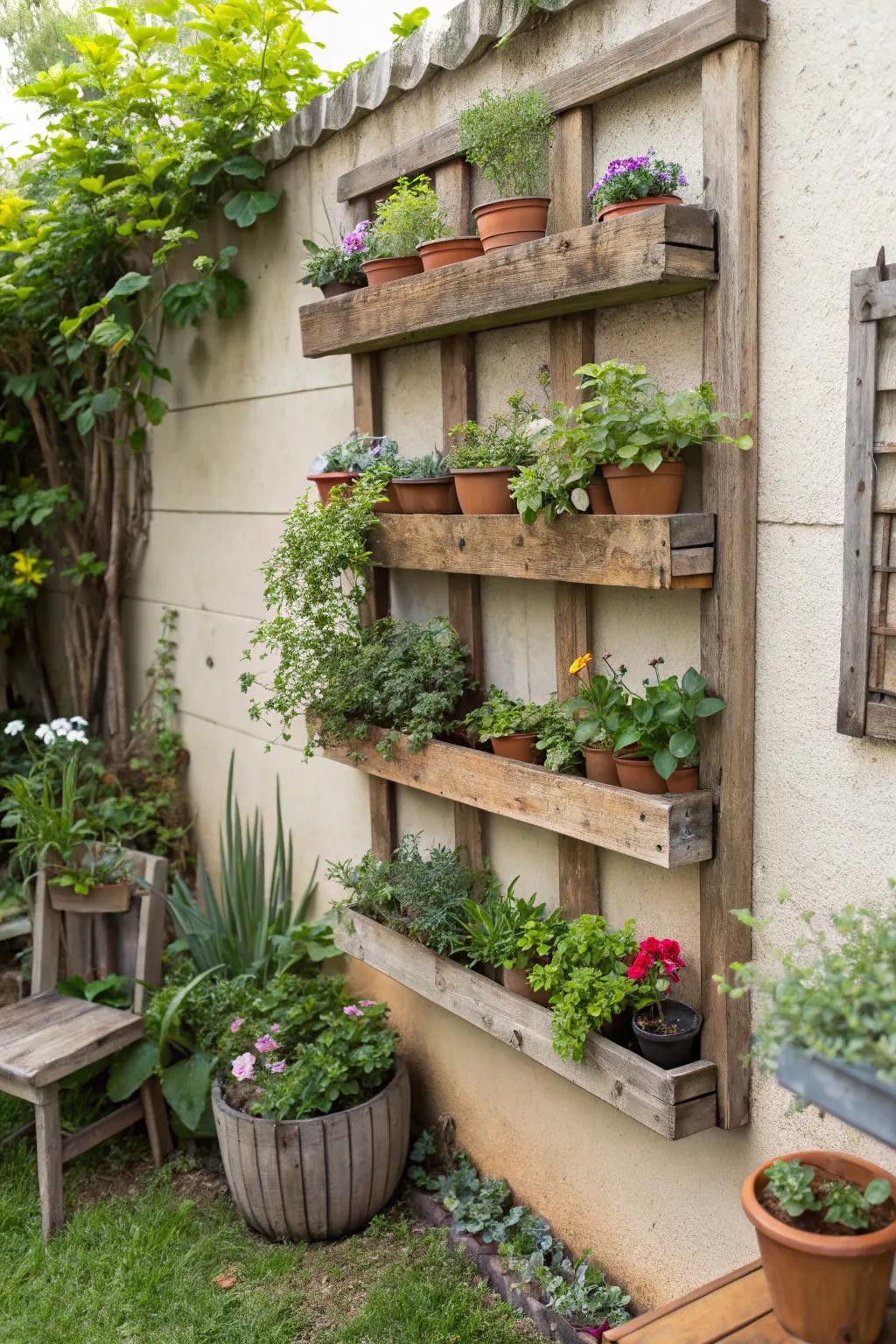 Racks expand space and add vertical interest.