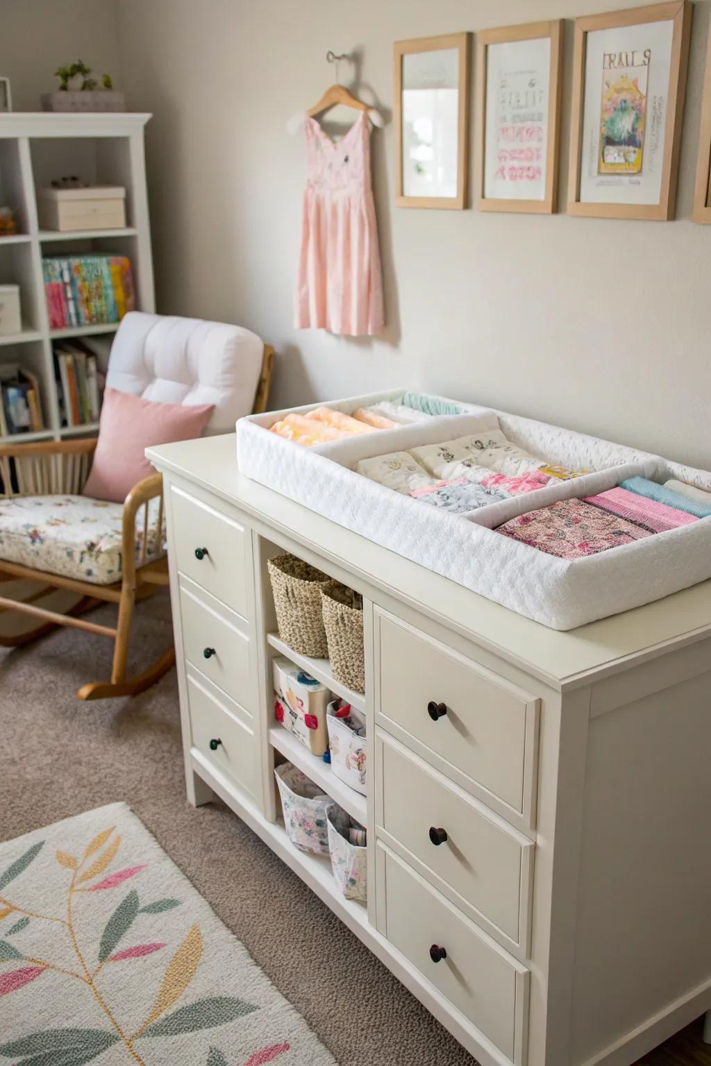 A multi-functional dresser offers convenience and space-saving.
