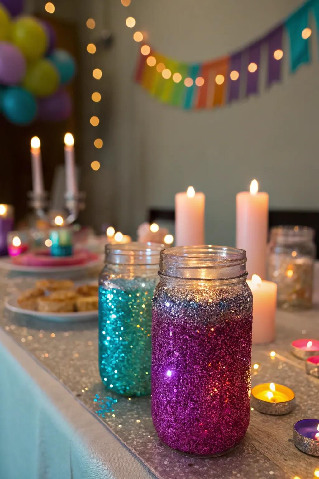 Glimmer containers append a dash of glam to any celebration.