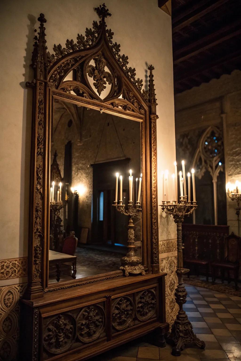 Elaborate reflectors that enhance gothic elegance.