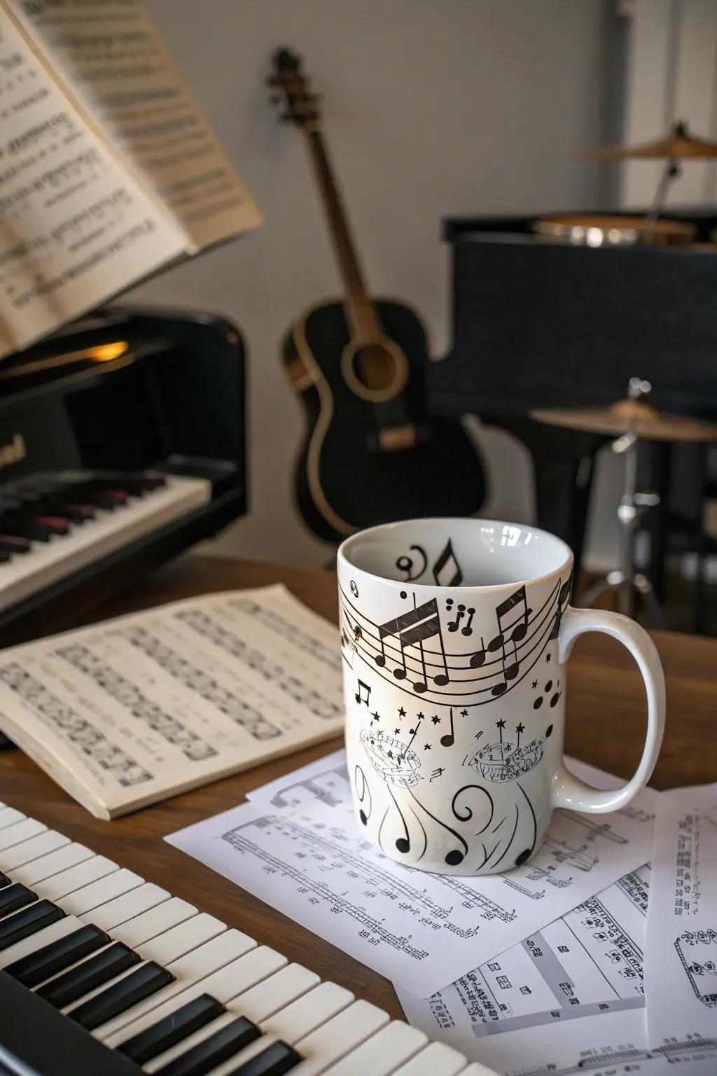 A mug playing to a music lover's melody.