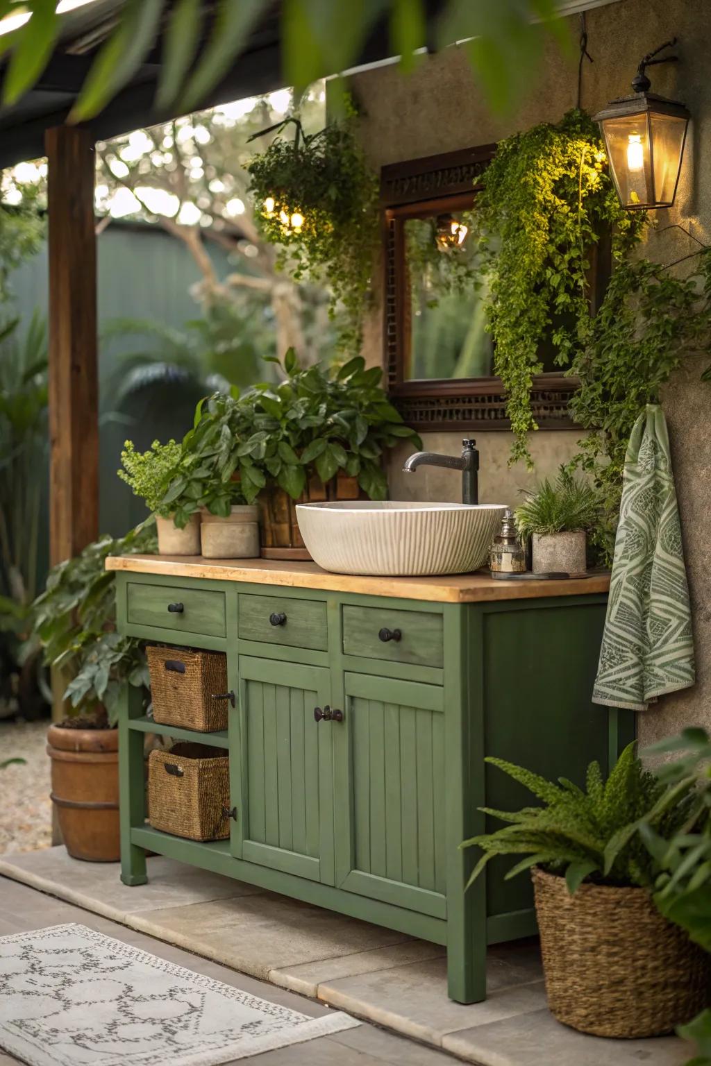 Verdant console with natural features creating a tranquil area.