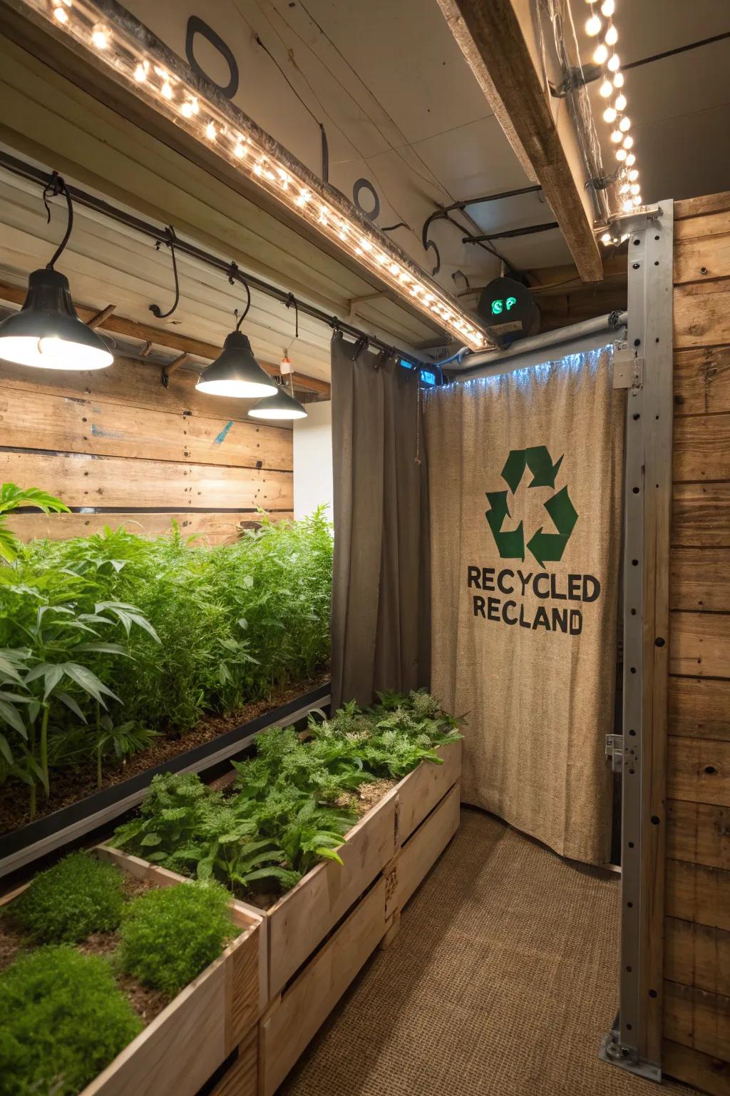 Eco-friendly materials create a sustainable and conscientious grow room.