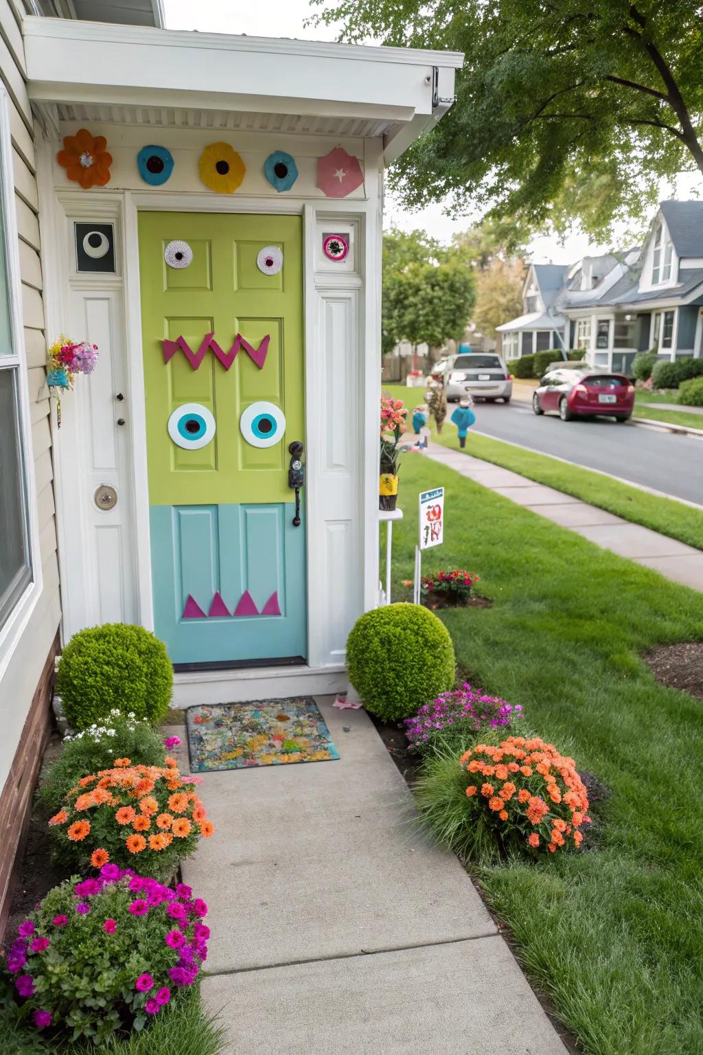 An amicable monster visage introduces an entertaining element to Halloween.