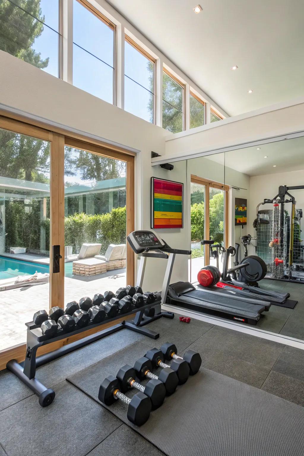 A home gym encouraging daily workouts.