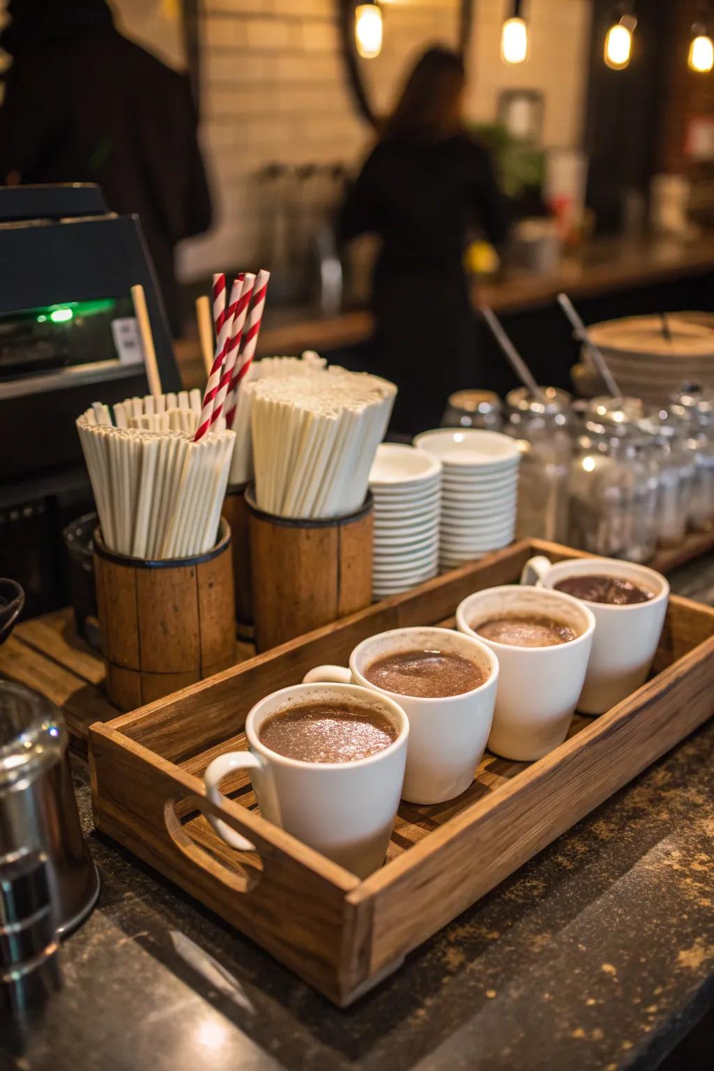 Sustainable components like reusable conduits enhance your warm cocoa station.