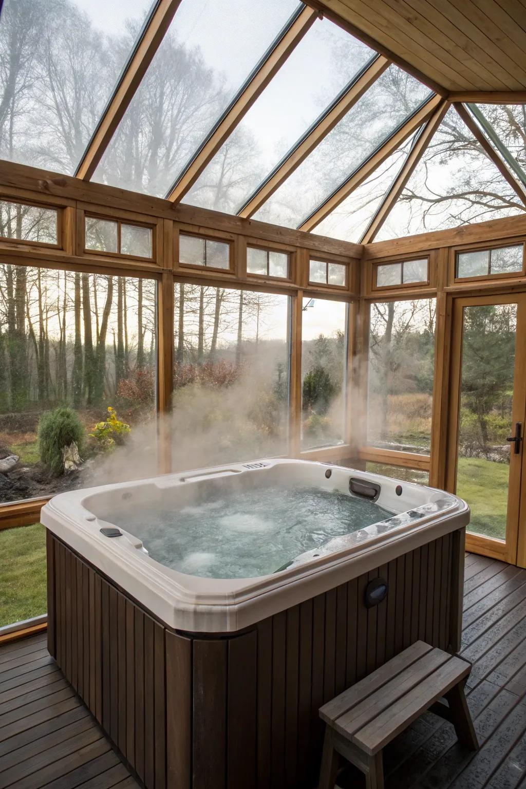 A seasonal enclosure for relishing the spa year-round.
