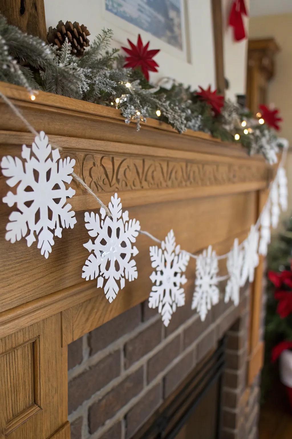 Stratified snowflakes conjure a breathtaking, textured tableau.