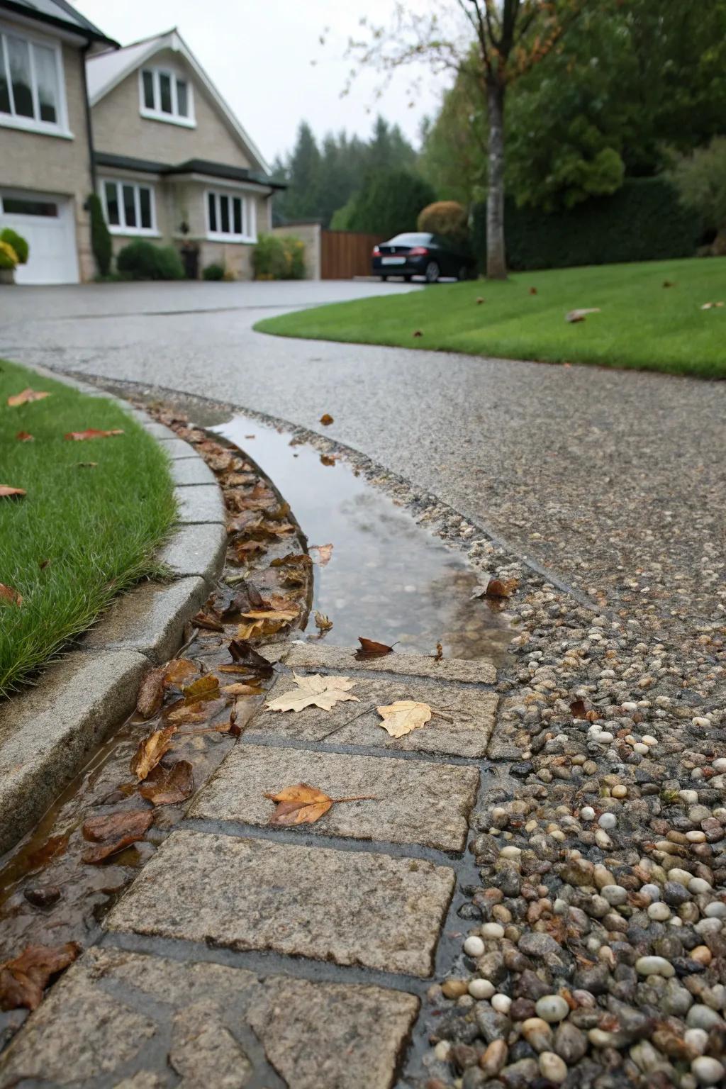 Porous stone pavers reduce runoff and keep paths dry.