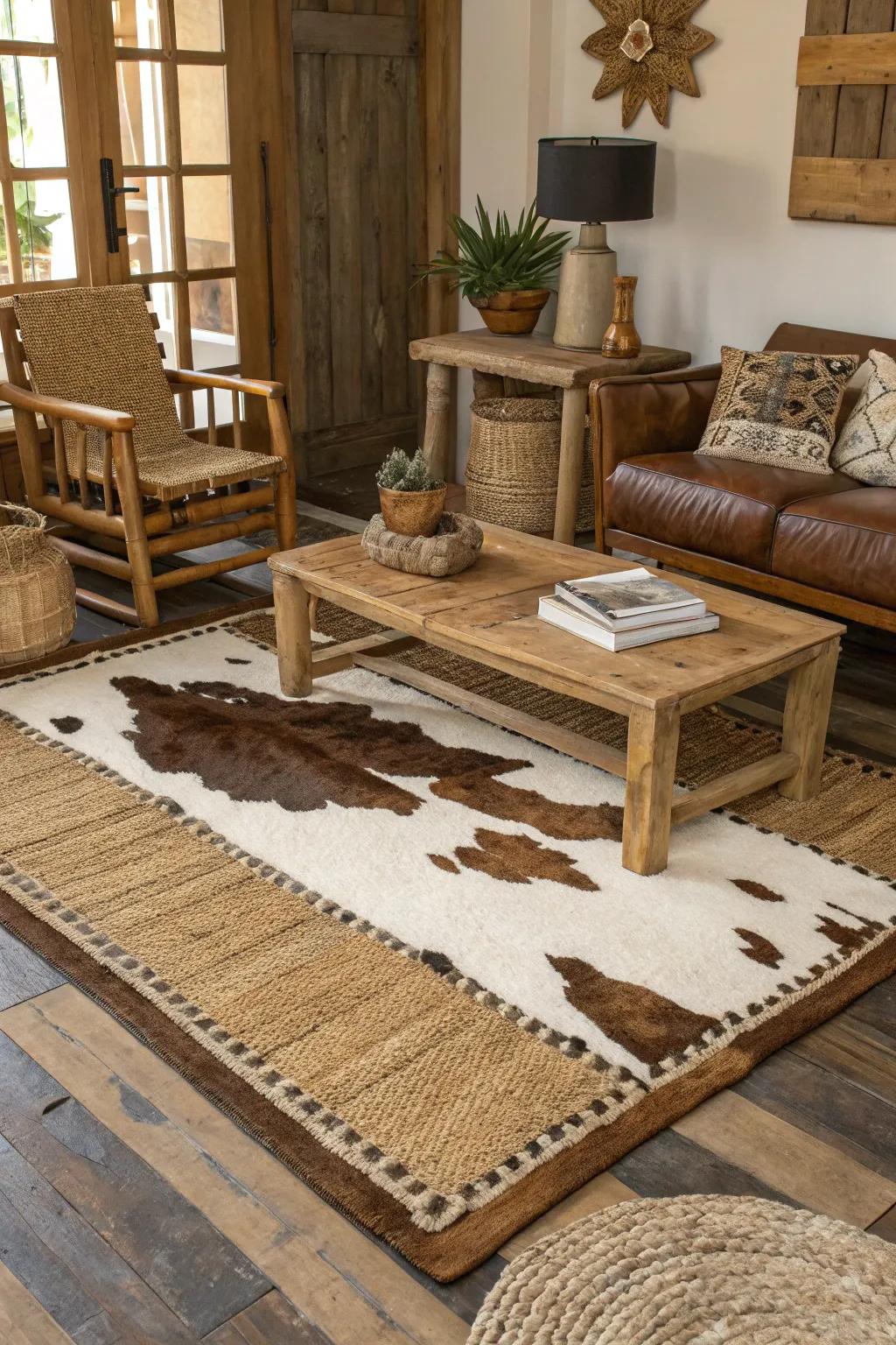 Layered floor coverings enhance the texture and warmth within your hunting-themed room.
