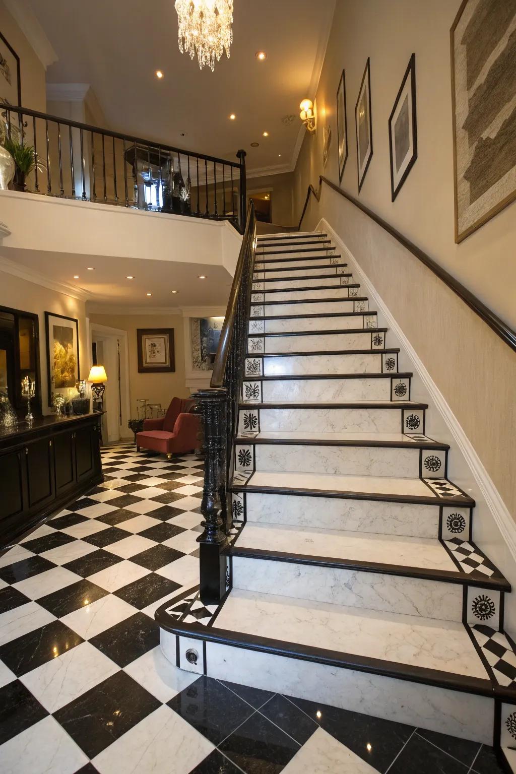 Make a striking impact with dark and pale stairs.