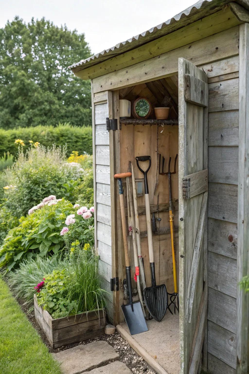 A corner tool holder turns unused space into arranged storage.