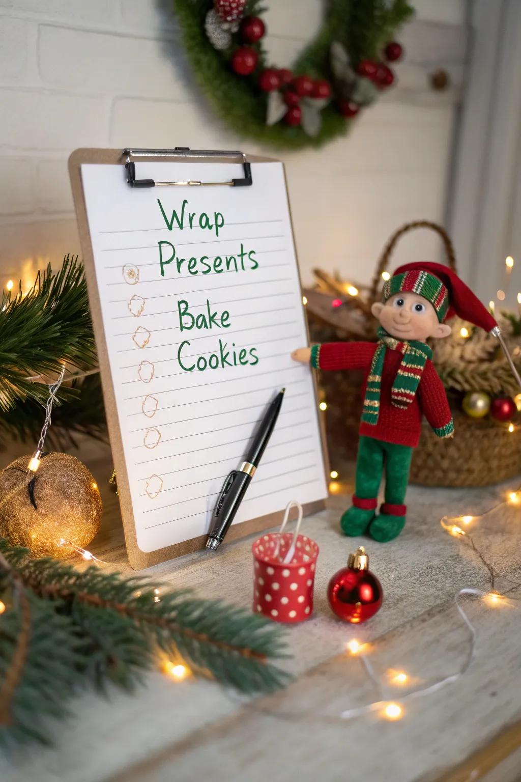 An interactive checklist with the sprite brings fun holiday plans.