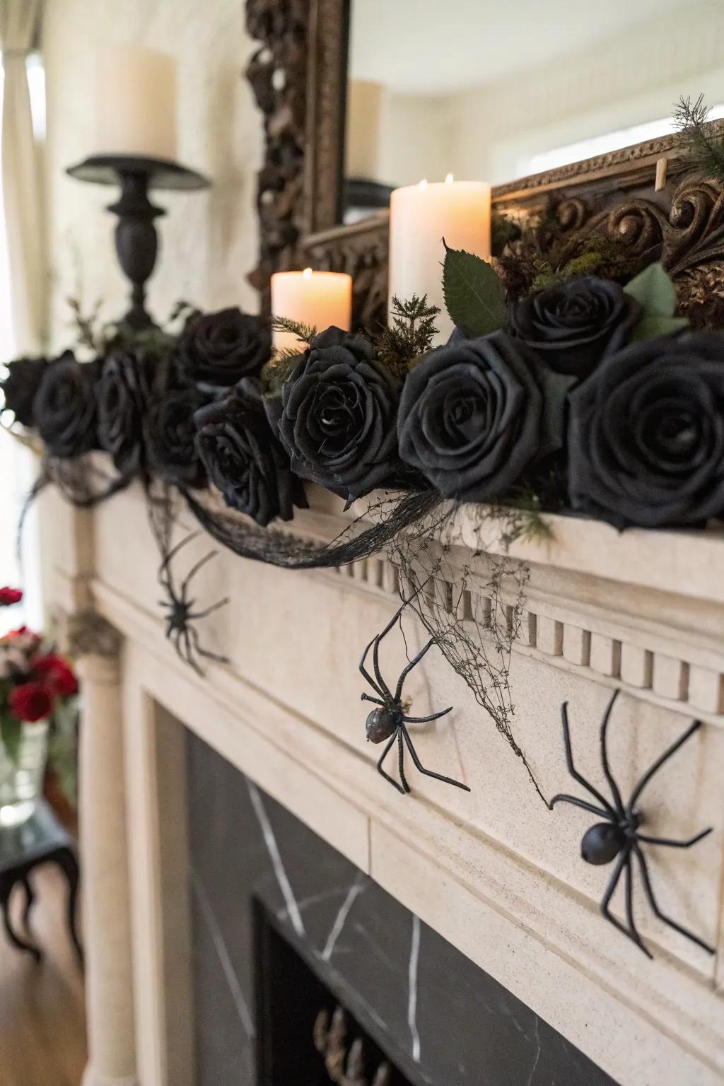 A mysterious mantel garland for Halloween.