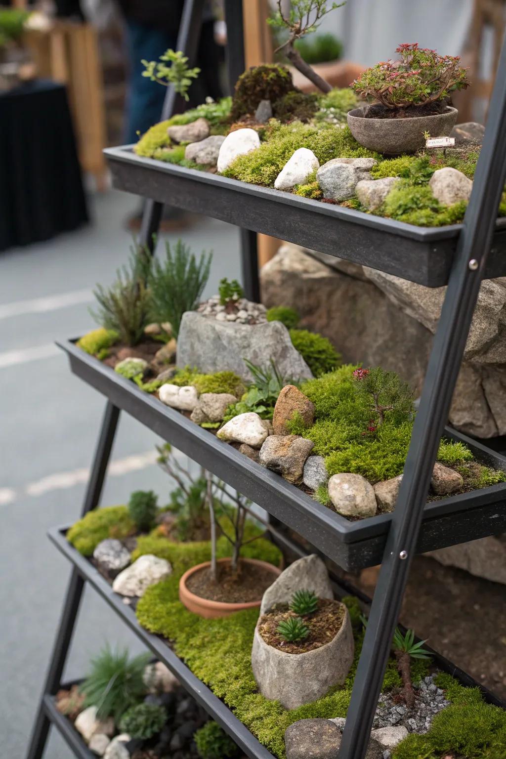 A multi-level display introduces visual interest and depth.