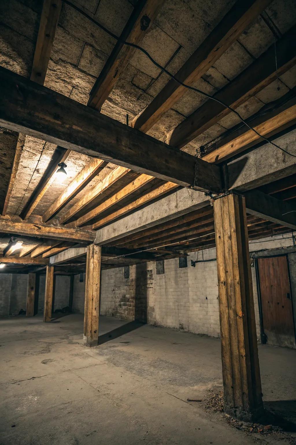 Timber supports add warmth and texture.