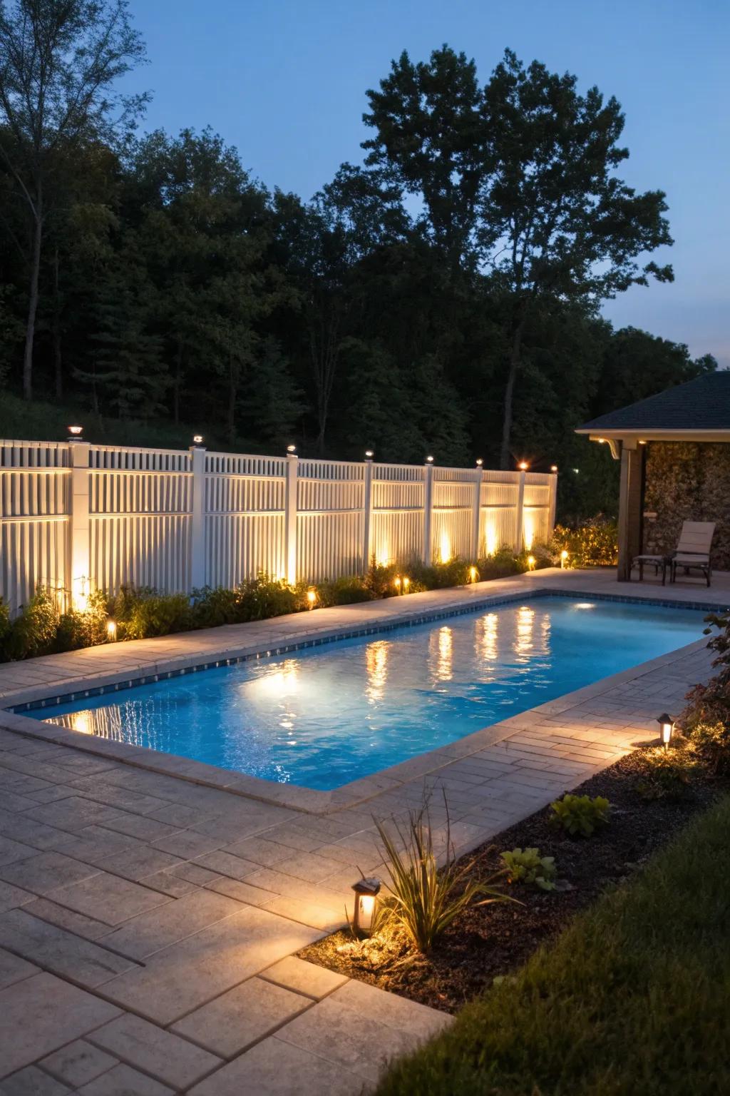 Integrated lighting introduces ambiance and safety to pool surrounds.