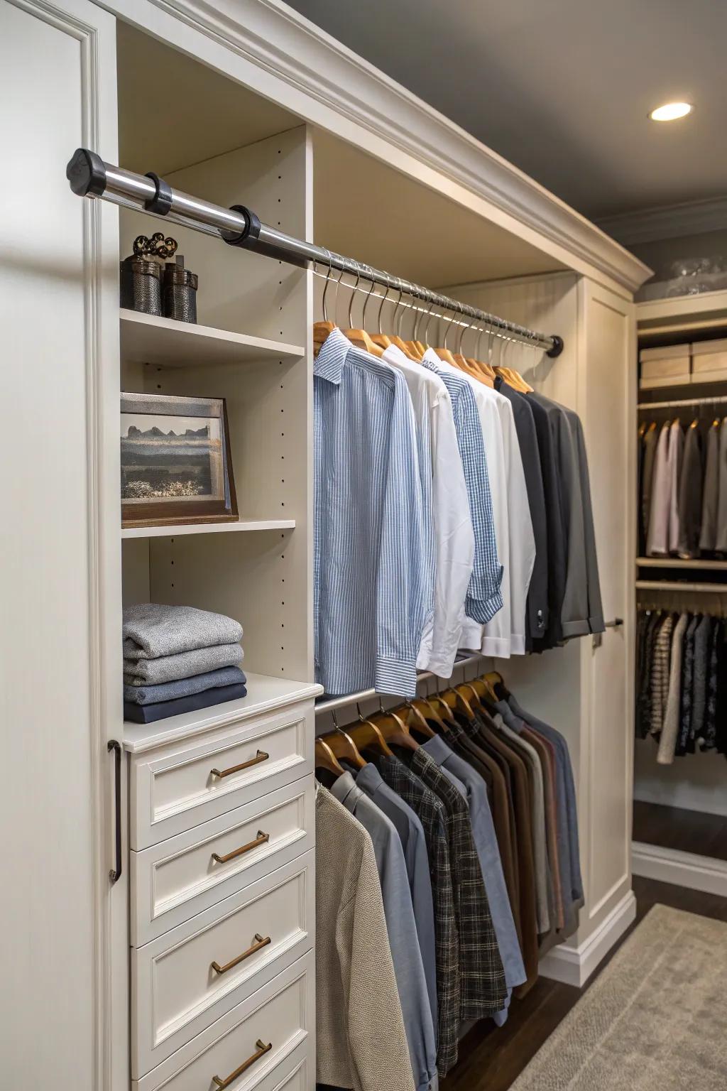 Make your closet work better with a useful hanger rod.
