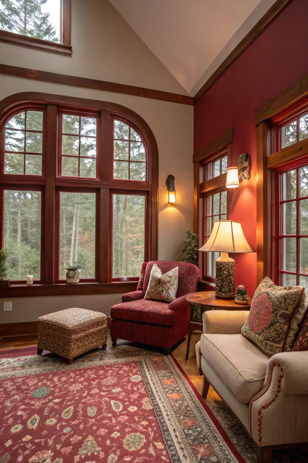 Deep red frames introduce warmth and coziness to your space.