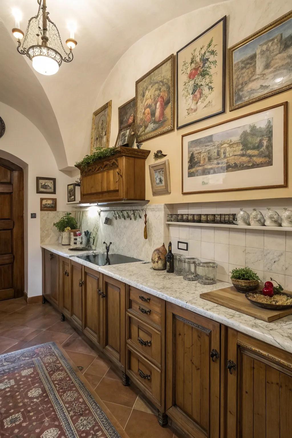 Old style art adds a historical touch.