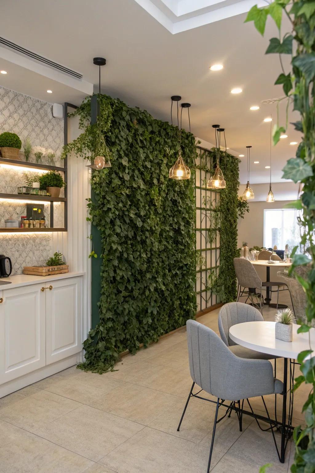 A stylish privacy wall that's green and functional.