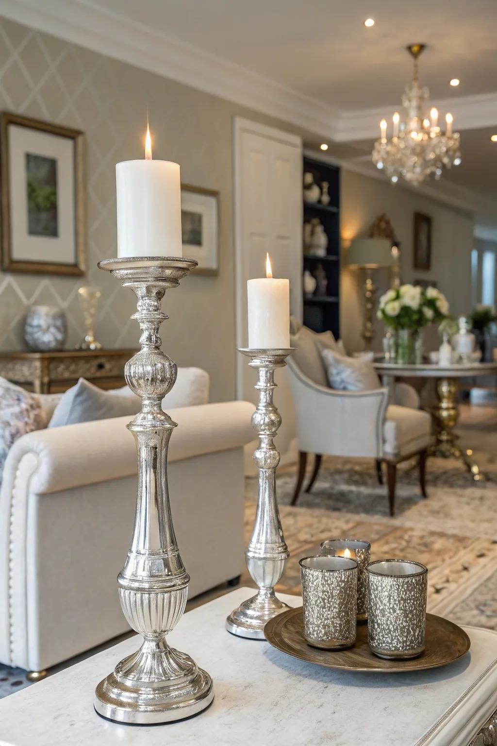Metallic items bring a subtle and sophisticated shine.