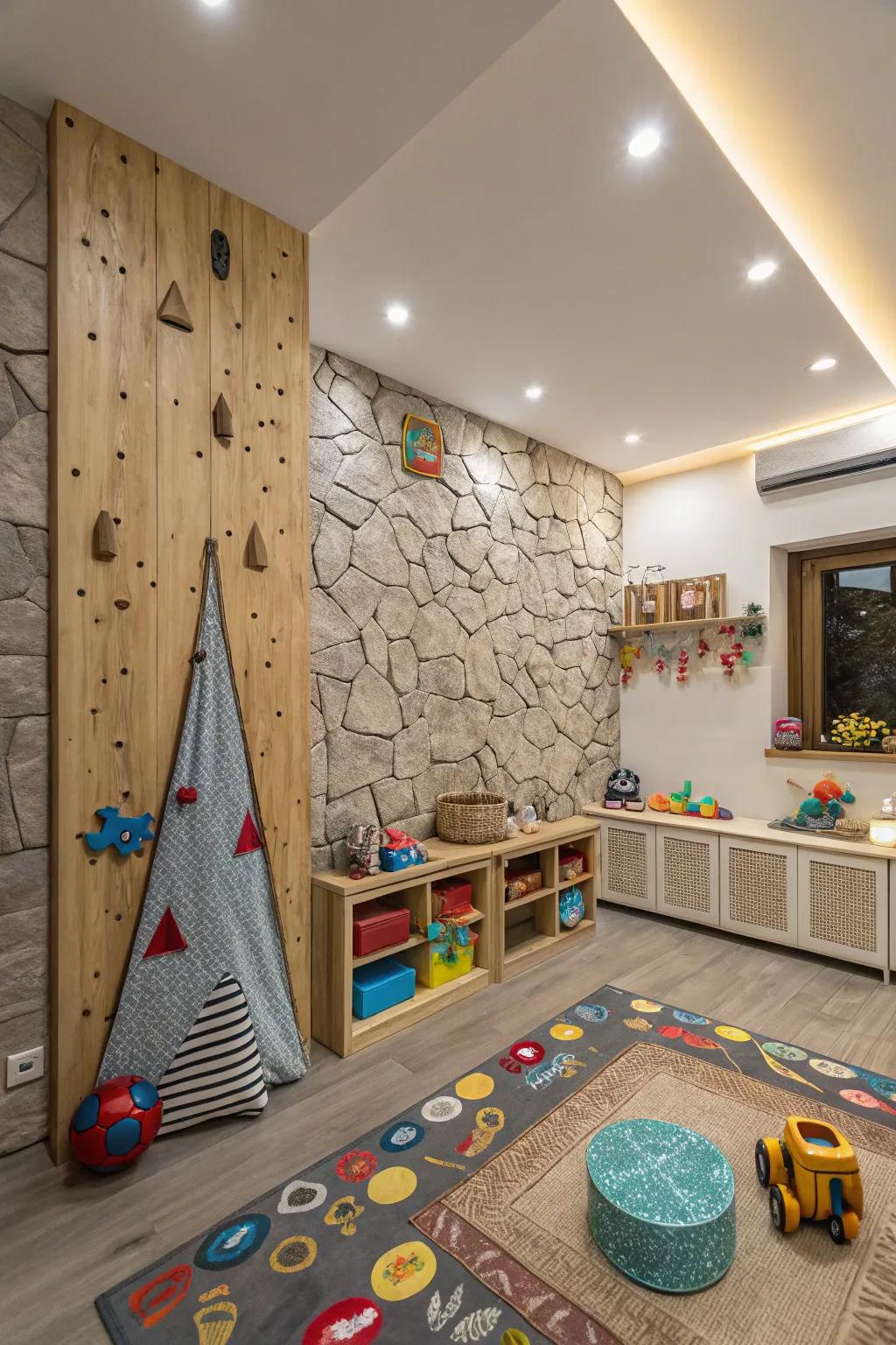 Natural exterior textures bring the outdoors inside.