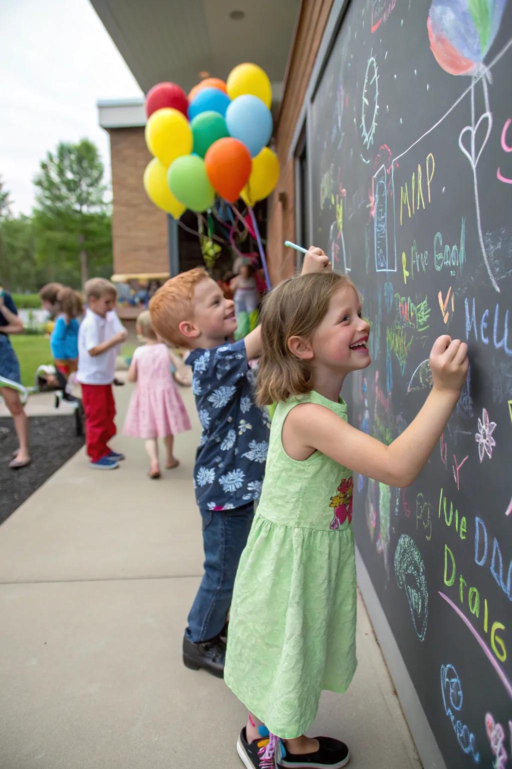 A creative chalkboard wall inviting kids to express their dreams.