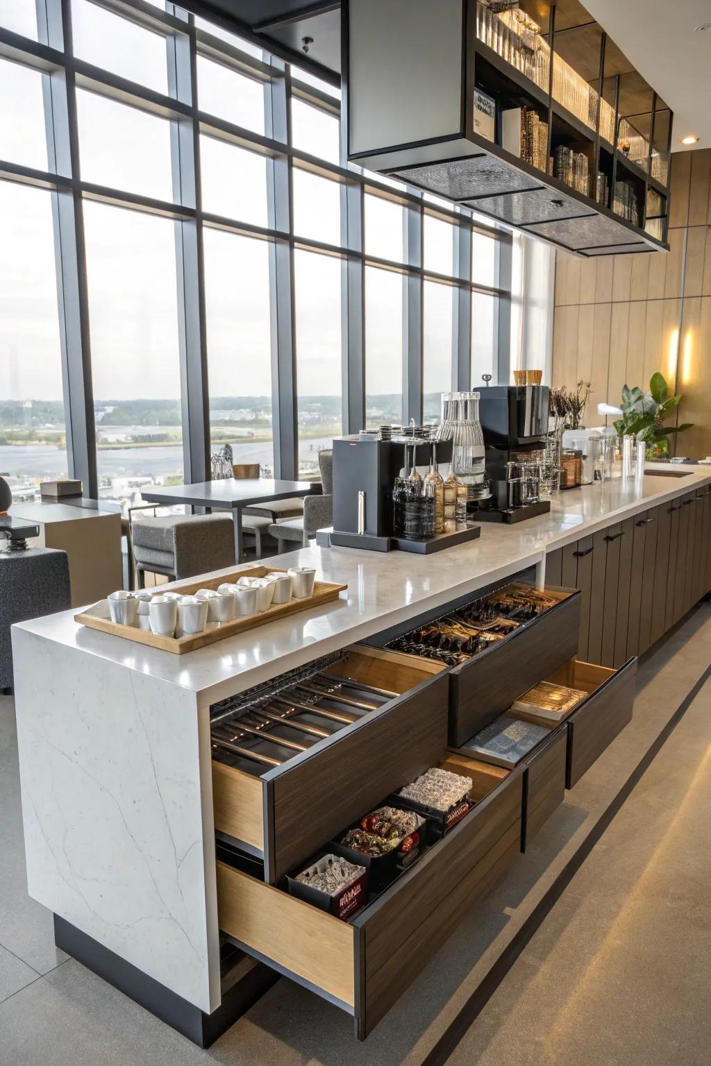 Invisibile housings keep your coffee bar neat and tidy.
