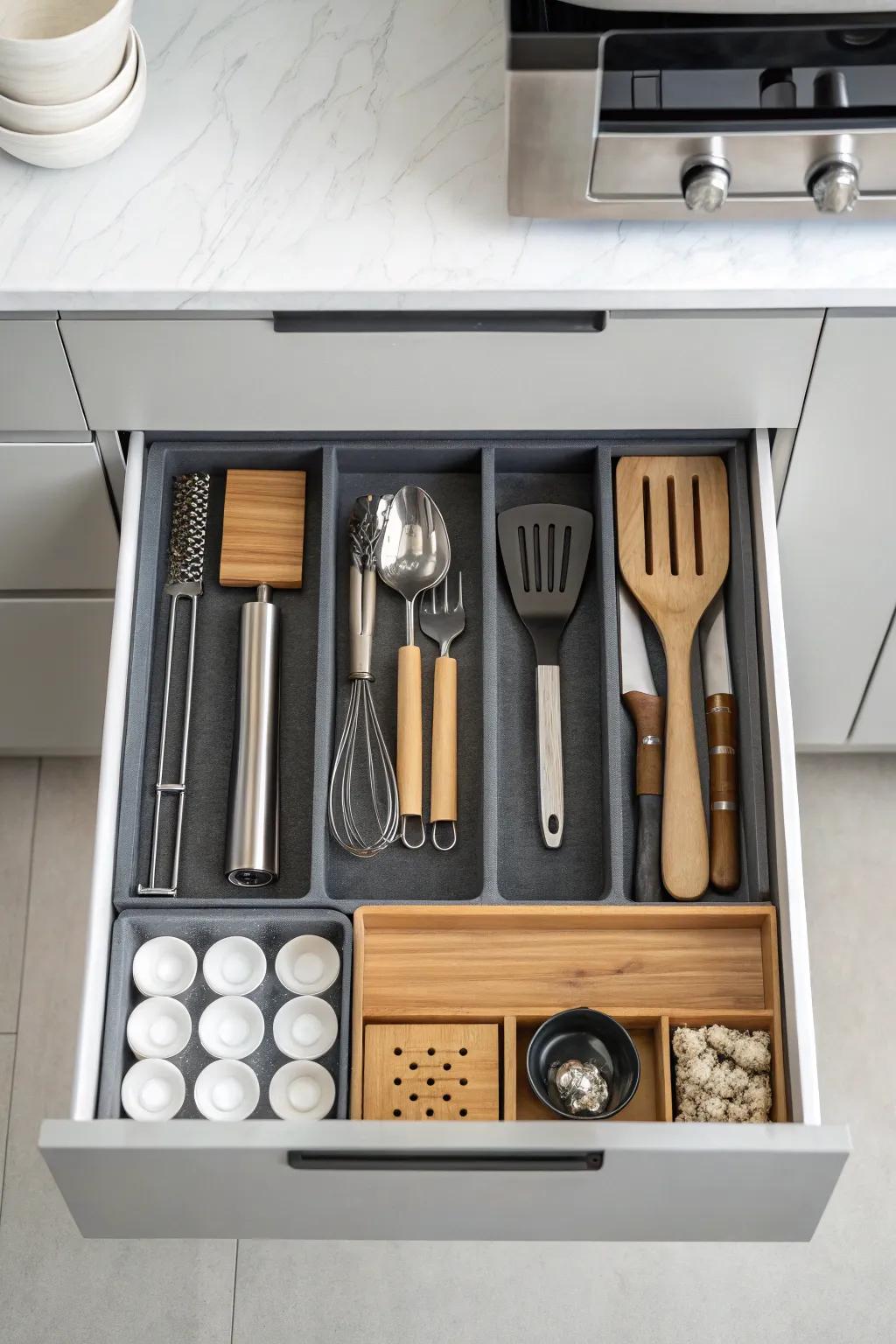 Achieve a clean and matching look with simple kitchen drawer designs.