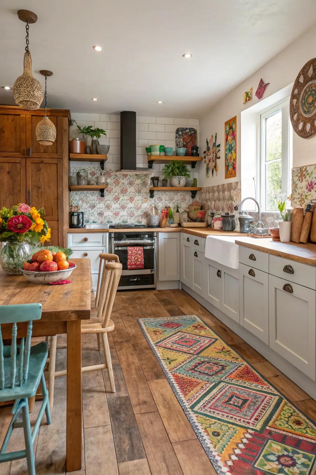 Blend materials for an original kitchen floor.