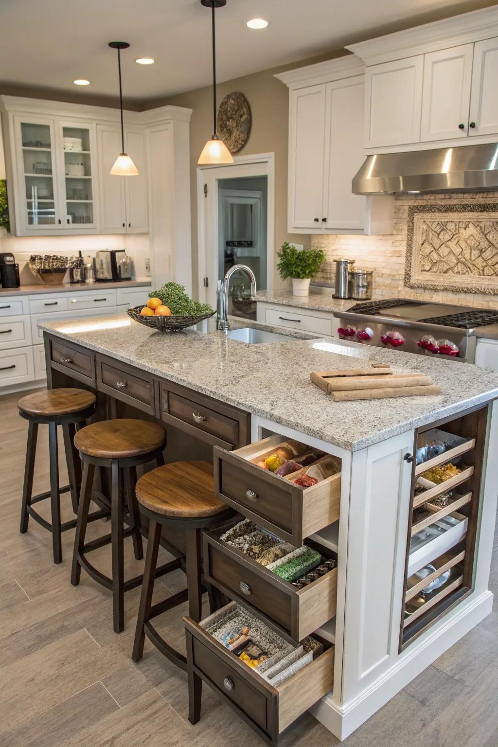 A multi-function island is the versatile heart of the kitchen.