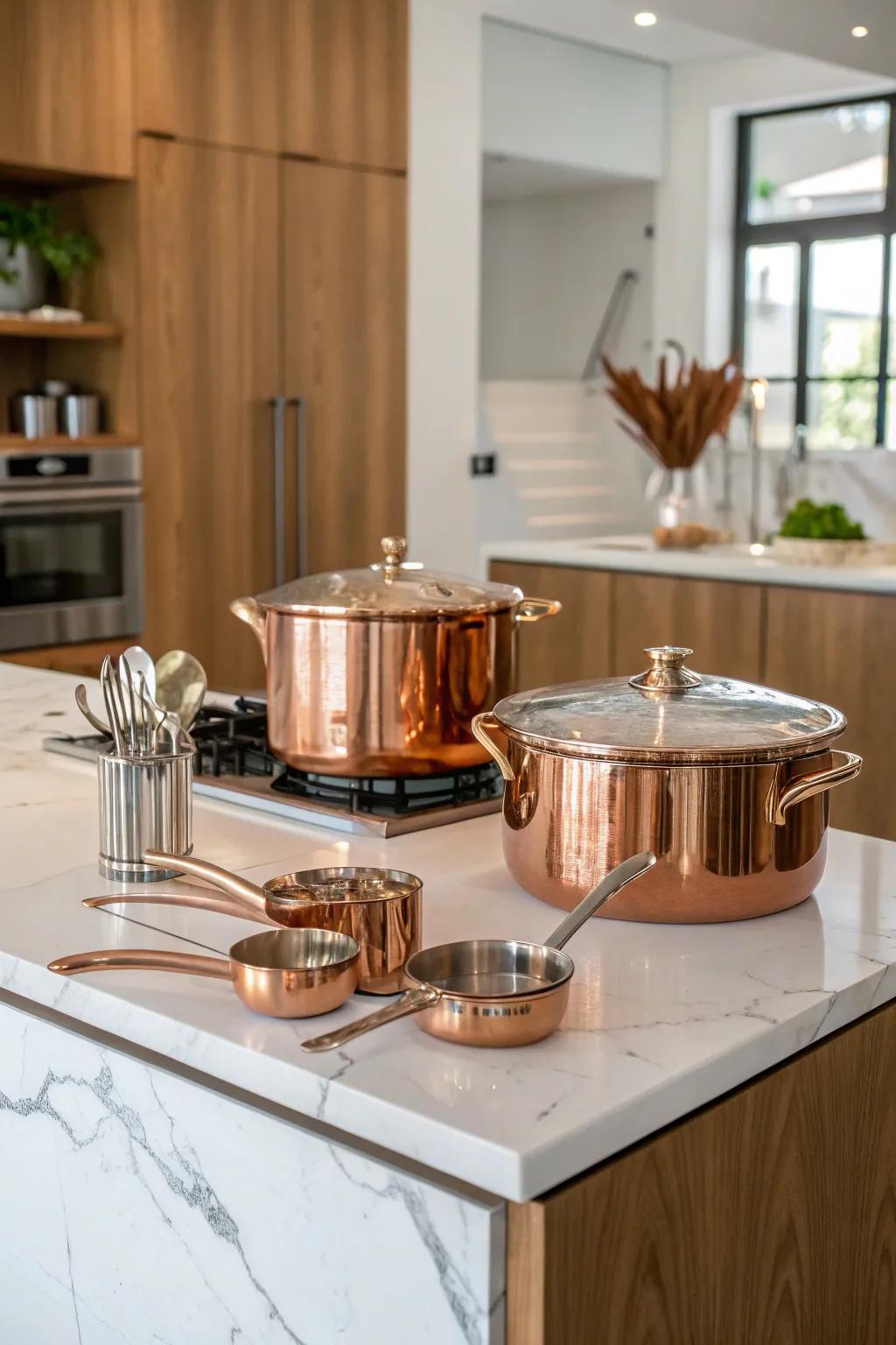 Cookware as decor adds both practicality and style.