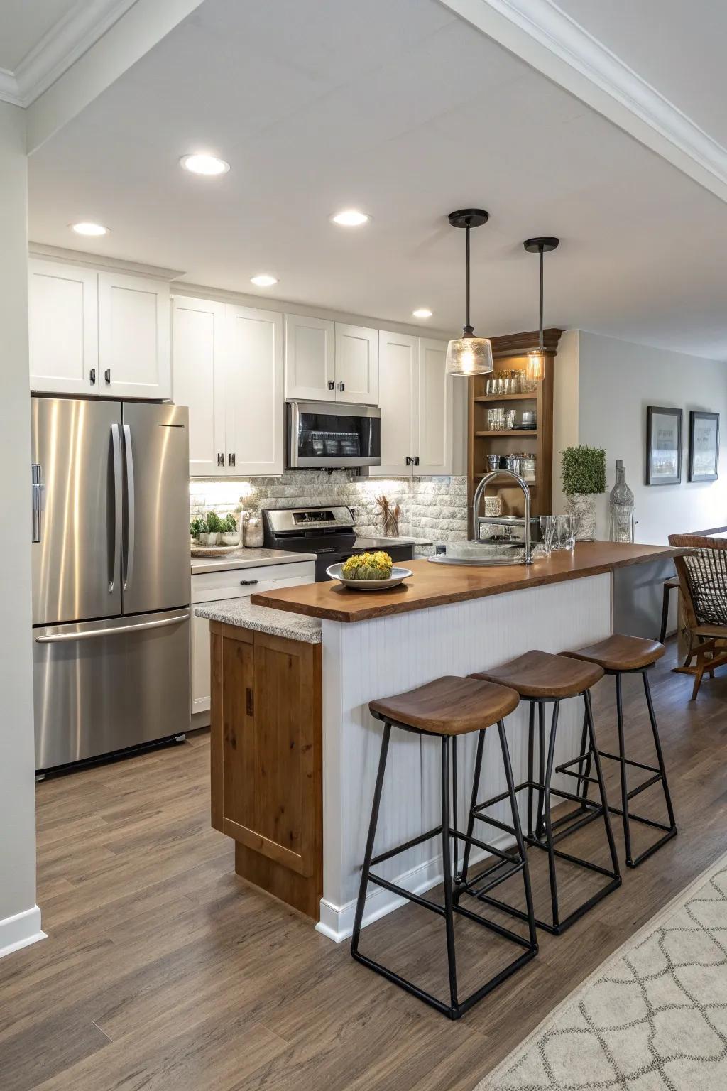 A cooking ledge that provides a functional and fashionable solution in limited spaces.