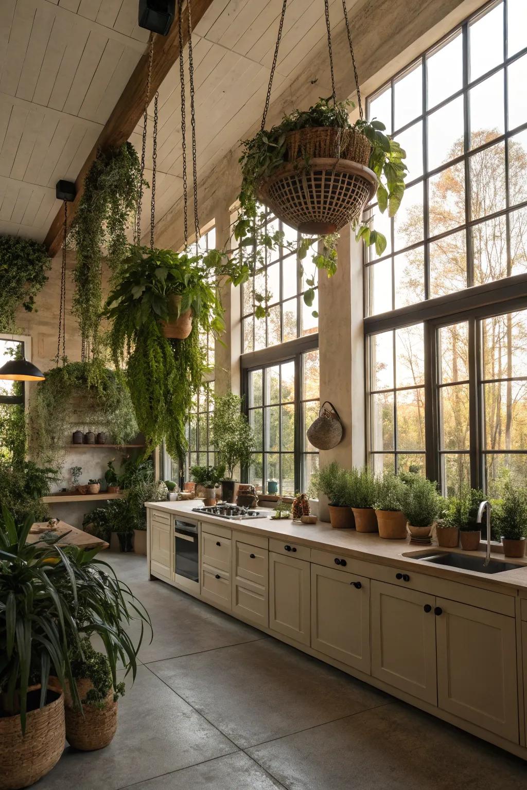 Botanicals add freshness and vibrancy to the kitchen.