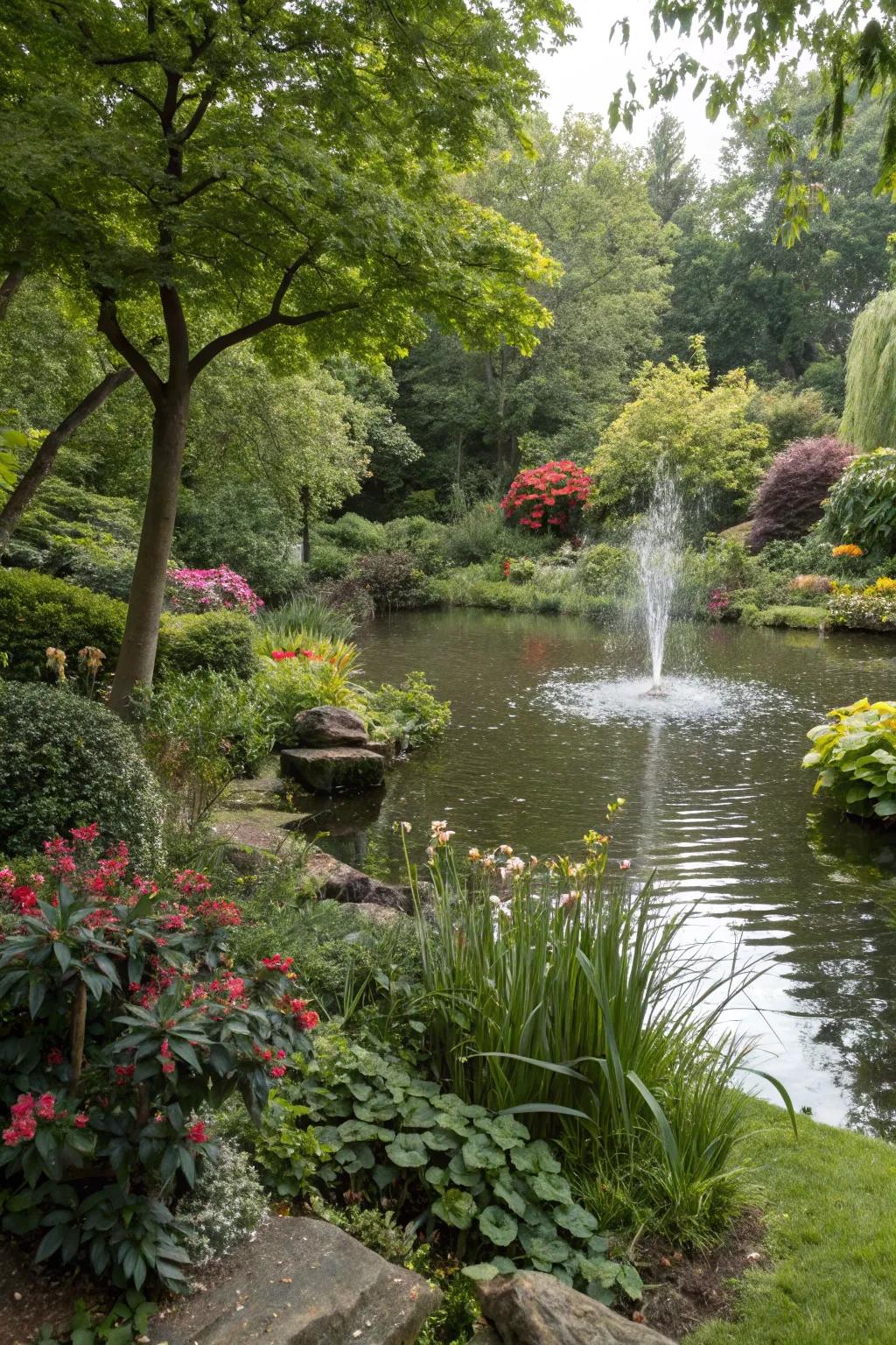 Aqua features add tranquility and attract wildlife.