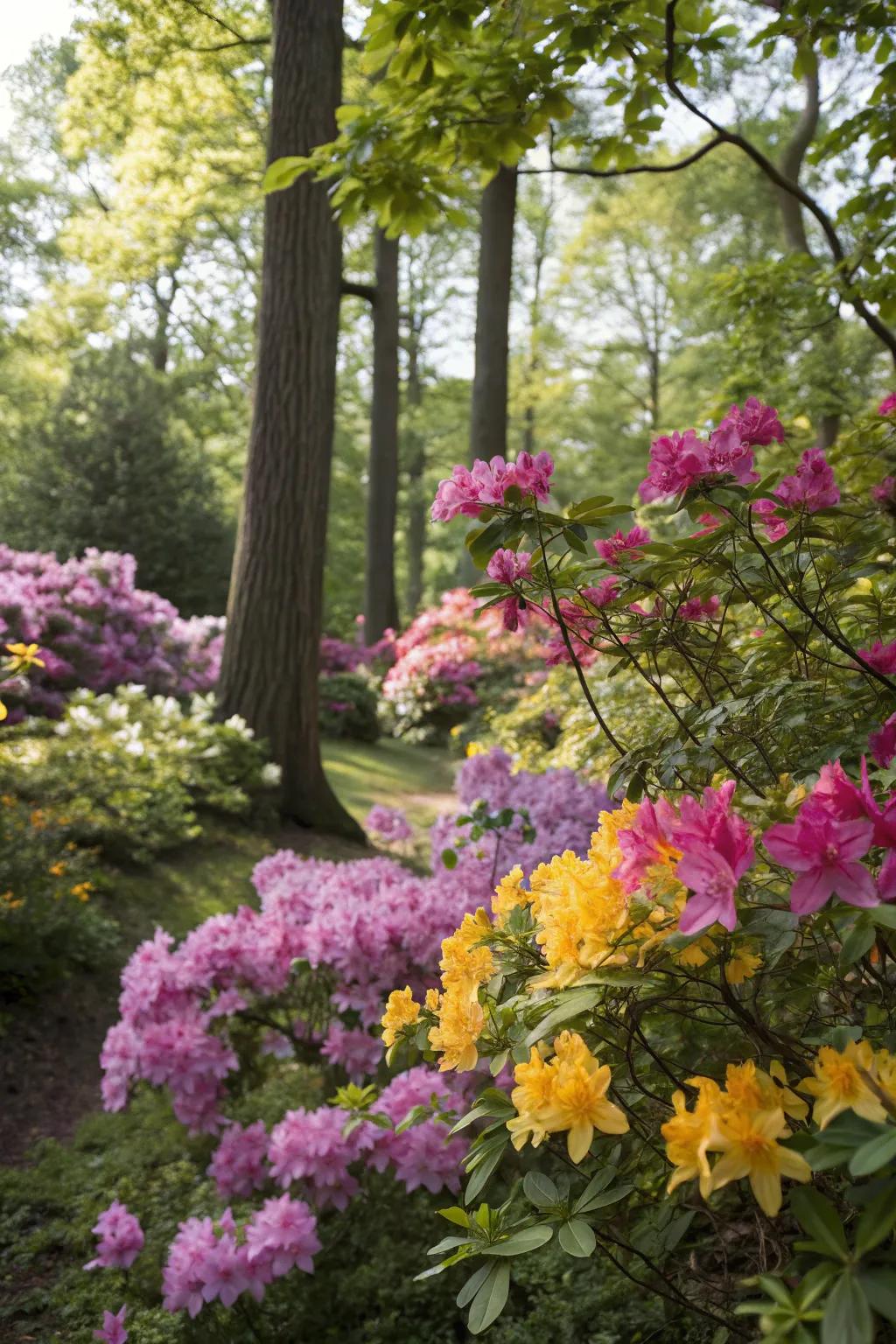 Radiant blooms adding color to a shaded woodland sanctuary.