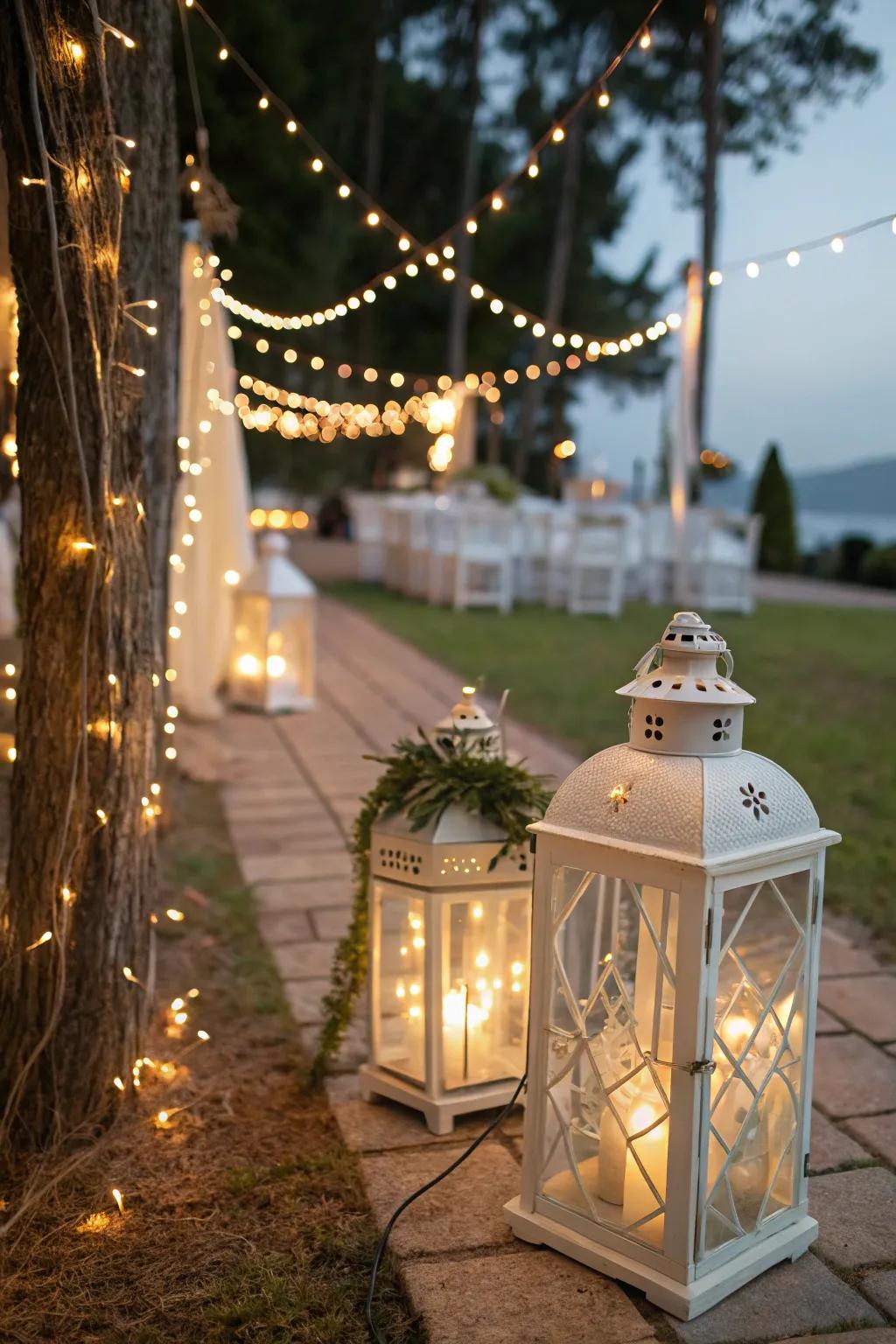 Pixie lights contribute a whimsical element to luminaries.