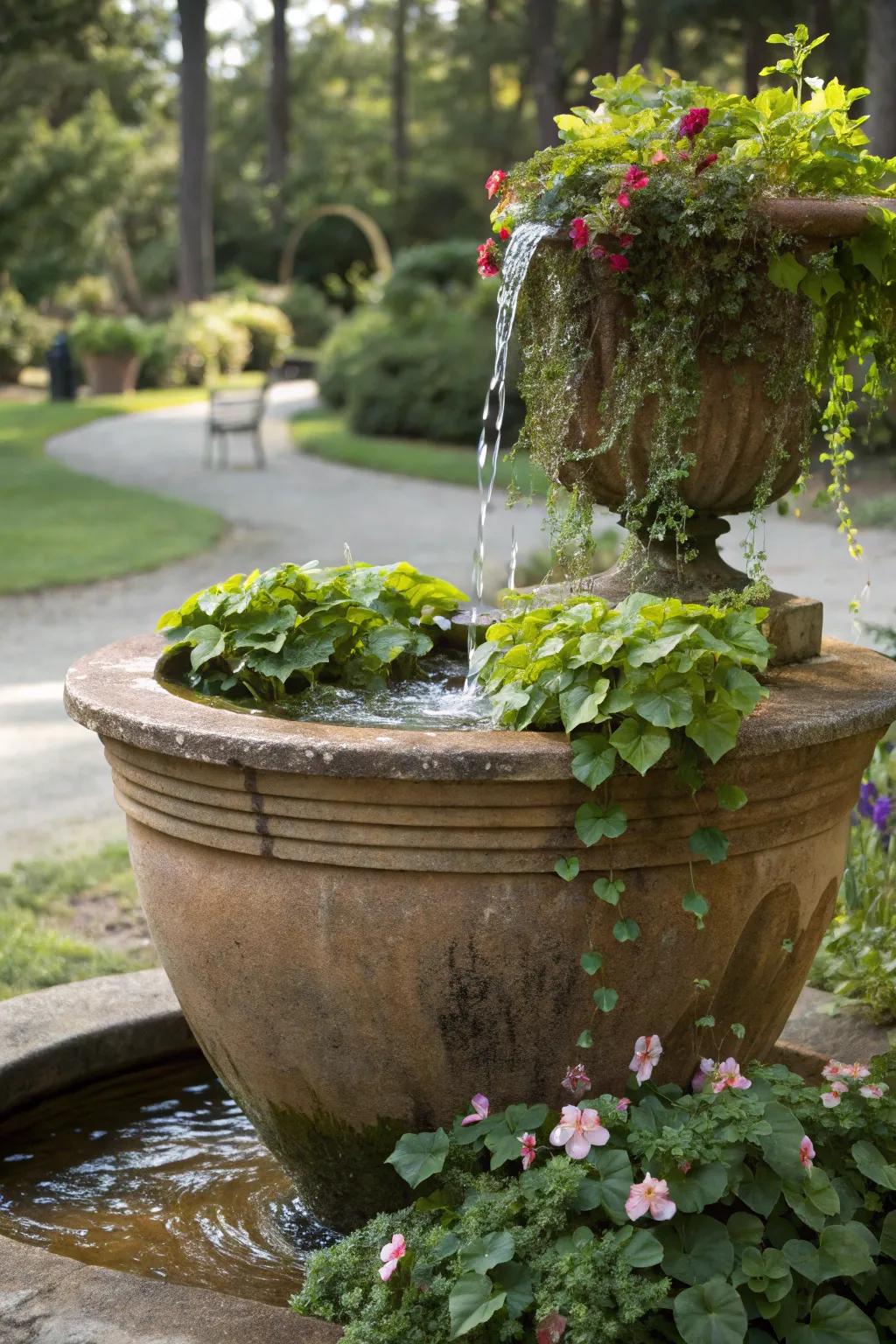 Incorporate calmness with a pot hydrological feature.