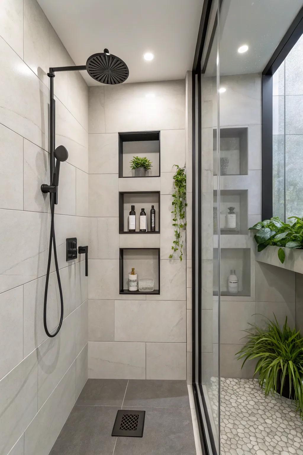 Hidden spots keep your shower clean and neat.
