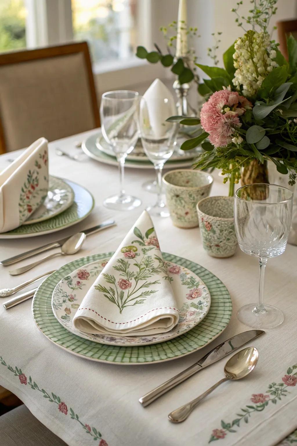 A matching table setting using existing homeware and themed accents.