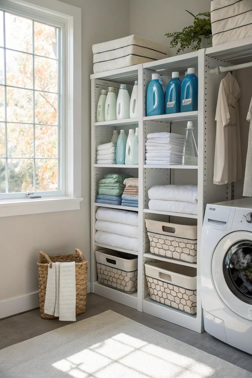 Using smart shelving, you can get the most out of vertical space.